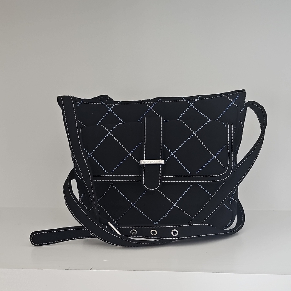 Vera Bradley Black/Blue Quilted Crossbody Bag